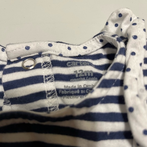 🌟5/$25 Carter’s White and Navy Romper Size 12 Months - Picture 3 of 3